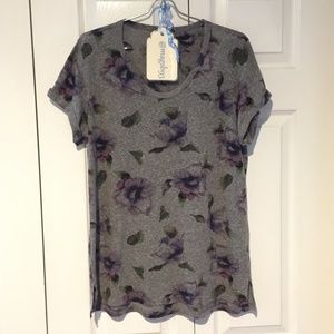 Anthropologie t.la Floral Tee Heather Gray Size L